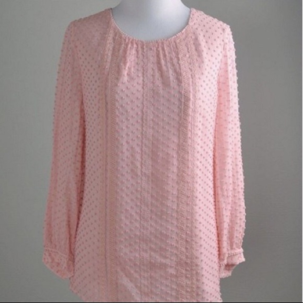 J Crew lace trim button back top, size 4 tall